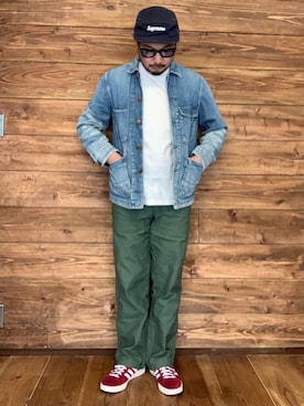 「BLUE BLUE（ブルーブルー）のアイテム（カバーオール）」を使った、ISOPさん（メンズ・170cm）の春コーディネート