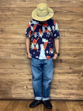 「アロハシャツ」｜ISOPさん（メンズ・170cm）の夏コーディネート