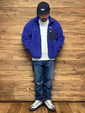 「レトロX」｜「アイテム（キャップ）」を使った、ISOPさん（メンズ・170cm）の冬コーディネート