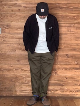 「WILD THINGS（ワイルドシングス）のアイテム（ノーカラージャケット）」を使った、ISOPさん（メンズ・170cm）の秋コーディネート