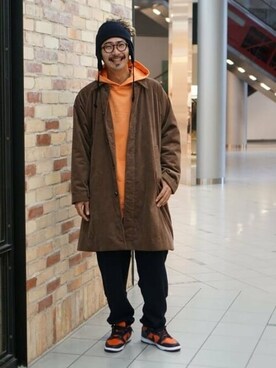 「BEAMS（ビームス）のアイテム（ステンカラーコート）」を使った、BEAMSさん（メンズ・183cm）の秋コーディネート