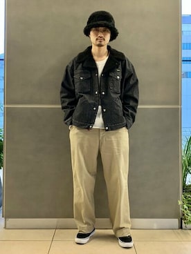 「Wrangler（ラングラー）のアイテム（ジャケット/アウター）」を使った、BEAMSさん（メンズ・172cm）の冬コーディネート