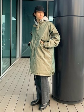 「BEAMS（ビームス）のアイテム（モッズコート）」を使った、BEAMSさん（メンズ・178cm）の冬コーディネート