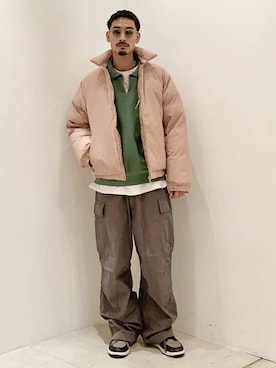 「アイテム（ダウンジャケット/コート、レッド系）」を使った、BEAMSさん（メンズ・169cm）の冬コーディネート