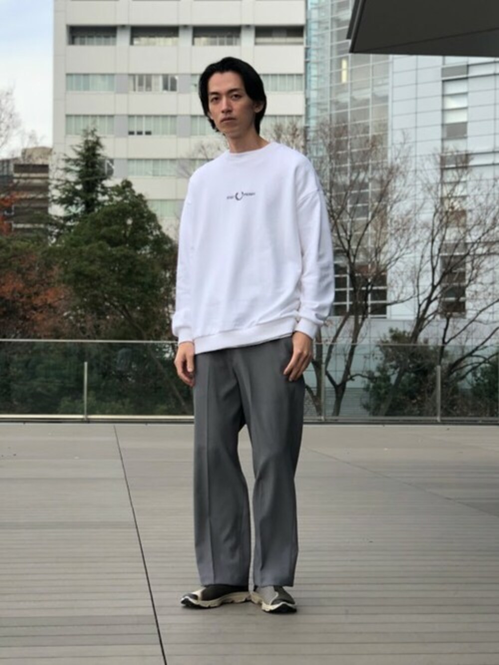 BEAMSさんの「FRED PERRY×BEAMS / 別注 Graphic Sweat Shirt（FRED PERRY）」を使ったコーディネート
