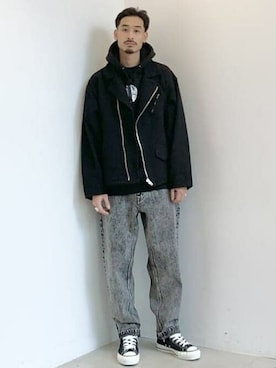 「BEAMS（ビームス）のアイテム（ライダースジャケット）」を使った、BEAMSさん（メンズ・169cm）の春コーディネート