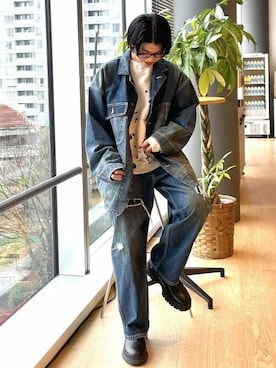 「BEAMS（ビームス）のアイテム（デニムジャケット）」を使った、BEAMSさん（メンズ・170cm）の冬コーディネート