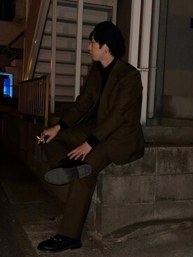 「古着好きな人と繋がりたい」｜「アイテム（セットアップ）」を使った、oktさん（メンズ・167cm）の春コーディネート