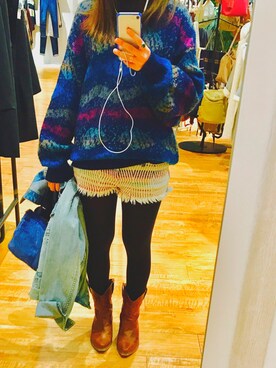 「ROXY（ロキシー）のアイテム（デニムジャケット）」を使った、こゆうさん（レディース・150cm）の冬コーディネート