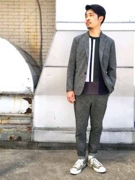 「新宿ルミネエスト」｜「アイテム（ジャケット/アウター）」を使った、新宿ルミネエストtkさん（メンズ・174cm）の春コーディネート