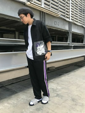「tk.TAKEO KIKUCHI（ティーケータケオキクチ）のアイテム（パンツ）」を使った、新宿ルミネエストtkさん（メンズ・171cm）の夏コーディネート