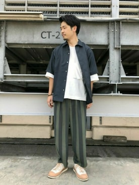 「tk.TAKEO KIKUCHI（ティーケータケオキクチ）のアイテム（パンツ）」を使った、新宿ルミネエストtkさん（メンズ・174cm）の夏コーディネート
