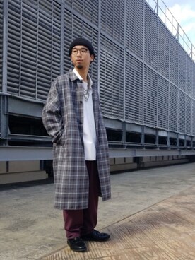 「tk.TAKEO KIKUCHI（ティーケータケオキクチ）のアイテム（ステンカラーコート）」を使った、新宿ルミネエストtkさん（メンズ・171cm）の冬コーディネート