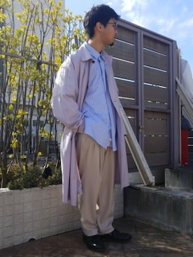 「tk.TAKEO KIKUCHI（ティーケータケオキクチ）のアイテム（ステンカラーコート）」を使った、新宿ルミネエストtkさん（メンズ・171cm）の冬コーディネート