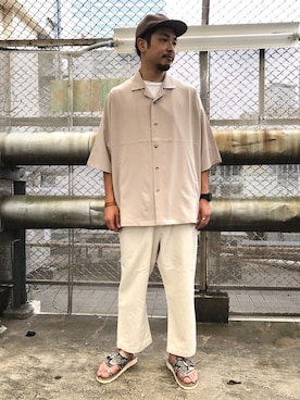 「tk.TAKEO KIKUCHI（ティーケータケオキクチ）のアイテム（シューズ）」を使った、新宿ルミネエストtkさん（メンズ・174cm）の夏コーディネート