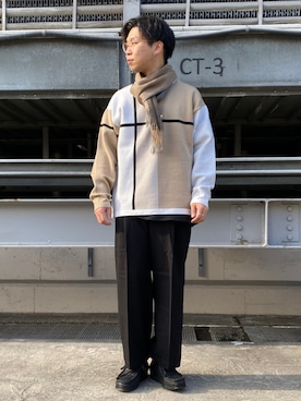 「tk.TAKEO KIKUCHI（ティーケータケオキクチ）のアイテム（パンツ）」を使った、新宿ルミネエストtkさん（メンズ・171cm）の冬コーディネート