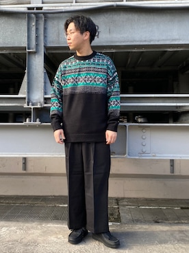 「tk.TAKEO KIKUCHI（ティーケータケオキクチ）のアイテム（パンツ）」を使った、新宿ルミネエストtkさん（メンズ・171cm）の冬コーディネート