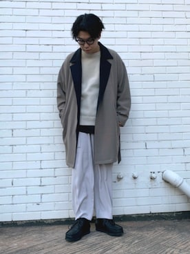 「tk.TAKEO KIKUCHI」｜「アイテム（チェスターコート）」を使った、新宿ルミネエストtkさん（メンズ・171cm）の冬コーディネート