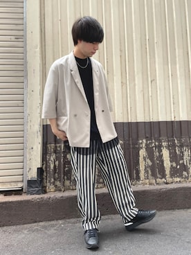 「tk.TAKEO KIKUCHI（ティーケータケオキクチ）のアイテム（テーラードジャケット）」を使った、新宿ルミネエストtkさん（メンズ・173cm）の春コーディネート