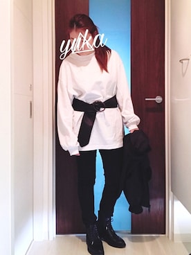 「サッシュベルト」｜「アイテム（ブルゾン）」を使った、YukAさん（レディース・156cm）の春コーディネート