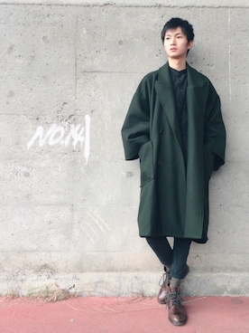 「カーキアウター」｜「アイテム（その他アウター）」を使った、KEISUKE さん（メンズ・176cm）の冬コーディネート