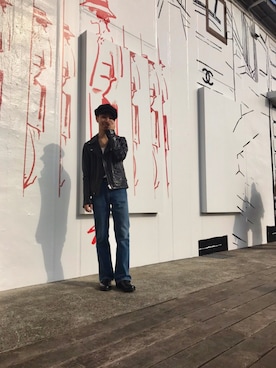 「Lui's（ルイス）のアイテム（ライダースジャケット）」を使った、MASAKIさん（メンズ・170cm）の冬コーディネート