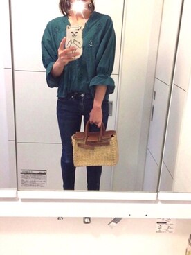 「SEA（シー）のカゴバッグS（かごバッグ）」を使った、mii♡ さん（レディース・149cm）の夏コーディネート