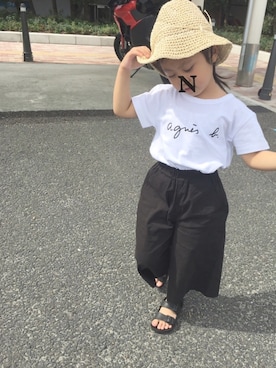 「リラックスパンツ」｜「アイテム（帽子）」を使った、non☆彡さん（キッズ・110cm）の夏コーディネート