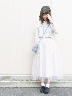 「chico_（チコ）のアイテム（スカート）」を使った、macha＊さん（レディース・159cm）の春コーディネート