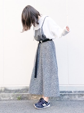 「平成最後のWEARISTAセンバツ」｜「アイテム（ジャンパースカート）」を使った、macha＊さん（レディース・159cm）の春コーディネート