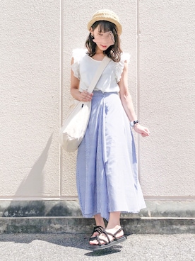 「salus（サルース）のアイテム」を使った、macha＊さん（レディース・159cm）の夏コーディネート