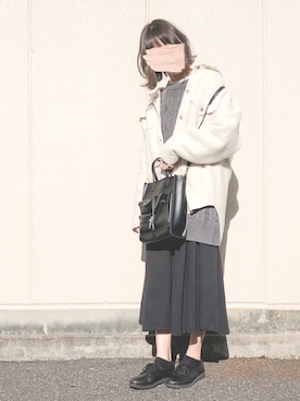 「Samansa Mos2 blue（サマンサモスモスブルー）のアイテム（その他アウター）」を使った、macha＊さん（レディース・159cm）の冬コーディネート