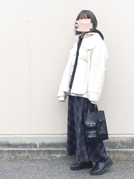 「Samansa Mos2 blue（サマンサモスモスブルー）のアイテム（その他アウター）」を使った、macha＊さん（レディース・159cm）の冬コーディネート