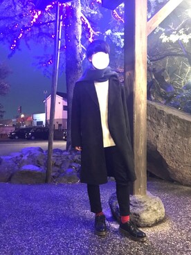 「BEAMS」｜「アイテム（チェスターコート）」を使った、なおさん（メンズ・164cm）の冬コーディネート