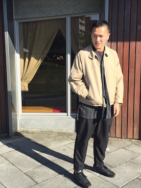 「kimono」｜「アイテム（スラックス）」を使った、Chutai_NQさん（メンズ・170cm）の夏コーディネート