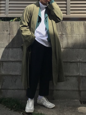 「A.P.C.（アーペーセー）のアイテム（スラックス）」を使った、てぃーさん（メンズ・166cm）の秋コーディネート