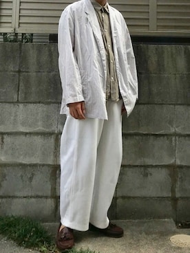 「marka（マーカ）のアイテム（テーラードジャケット）」を使った、てぃーさん（メンズ・166cm）の秋コーディネート