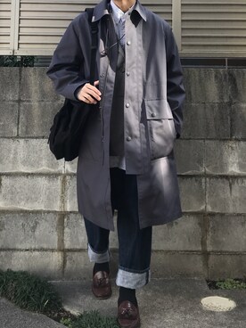 「グレーコーデ」｜「アイテム（その他アウター）」を使った、てぃーさん（メンズ・166cm）の冬コーディネート