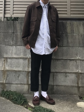 「A.P.C.（アーペーセー）のアイテム（スラックス）」を使った、てぃーさん（メンズ・166cm）の冬コーディネート
