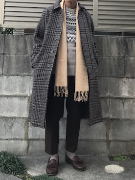 「プチプラミックス」｜「アイテム（ステンカラーコート）」を使った、てぃーさん（メンズ・166cm）の冬コーディネート