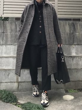 「A.P.C.（アーペーセー）のアイテム（スラックス）」を使った、てぃーさん（メンズ・166cm）の冬コーディネート
