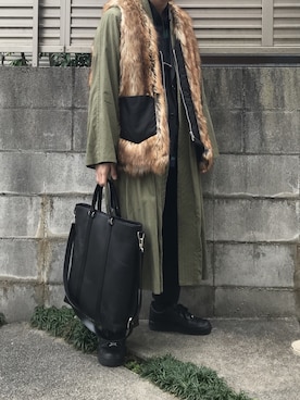 「A.P.C.（アーペーセー）のアイテム（スラックス）」を使った、てぃーさん（メンズ・166cm）の冬コーディネート