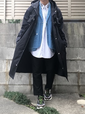 「A.P.C.（アーペーセー）のアイテム（スラックス）」を使った、てぃーさん（メンズ・166cm）の冬コーディネート