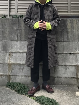 「A.P.C.（アーペーセー）のアイテム（スラックス）」を使った、てぃーさん（メンズ・166cm）の冬コーディネート