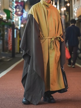 「u170」｜「アイテム（トレンチコート）」を使った、てぃーさん（メンズ・166cm）の冬コーディネート