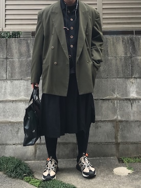 「TAKAHIROMIYASHITATheSoloIst.（タカヒロミヤシタザソロイスト）のアイテム（レッグウェア）」を使った、てぃーさん（メンズ・166cm）の冬コーディネート