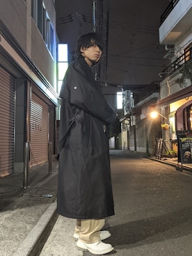 「レースアップシューズ」｜「アイテム（トレンチコート）」を使った、てぃーさん（メンズ・166cm）の春コーディネート