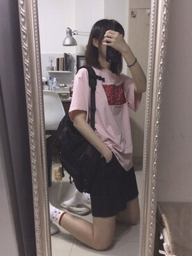 「TYAKASHAのアイテム（バッグ）」を使った、ちはやさん（レディース・165cm）の夏コーディネート