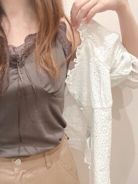 「コットンレース」｜okamu🍦骨格ストレートさん（レディース・159cm）の春コーディネート