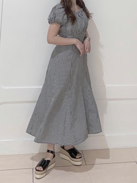 「チェックワンピース」｜okamu🍦骨格ストレートさん（レディース・159cm）の夏コーディネート